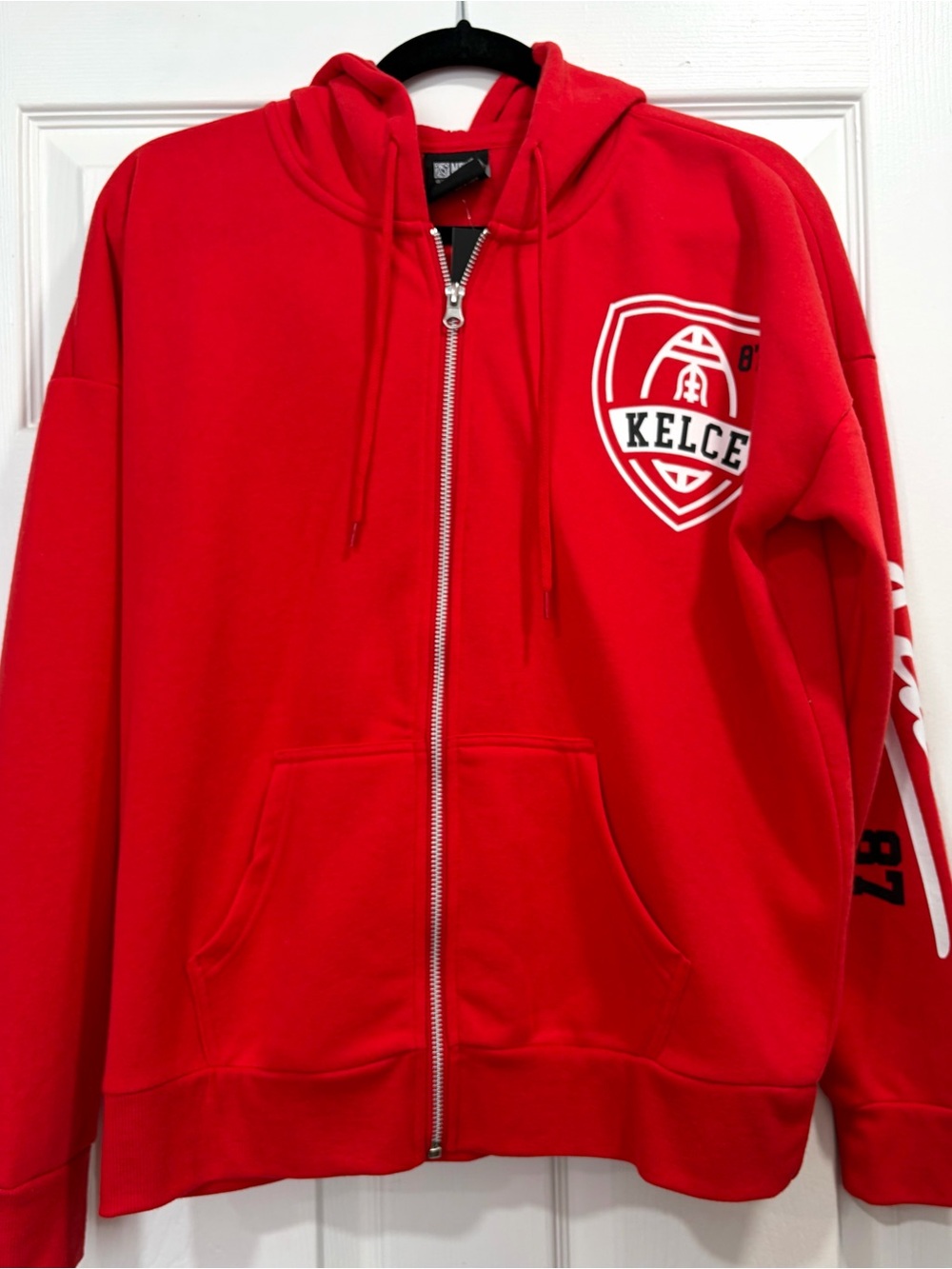 🏈 NWT Travis Kelce #87 KC Chiefs NFLPA Red Full-Zip Hoodie 🏈 Size Small
